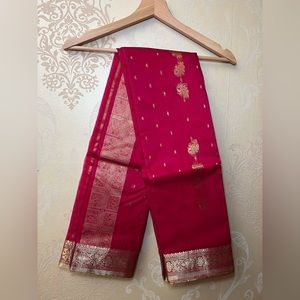 Hot pink Katan Saree